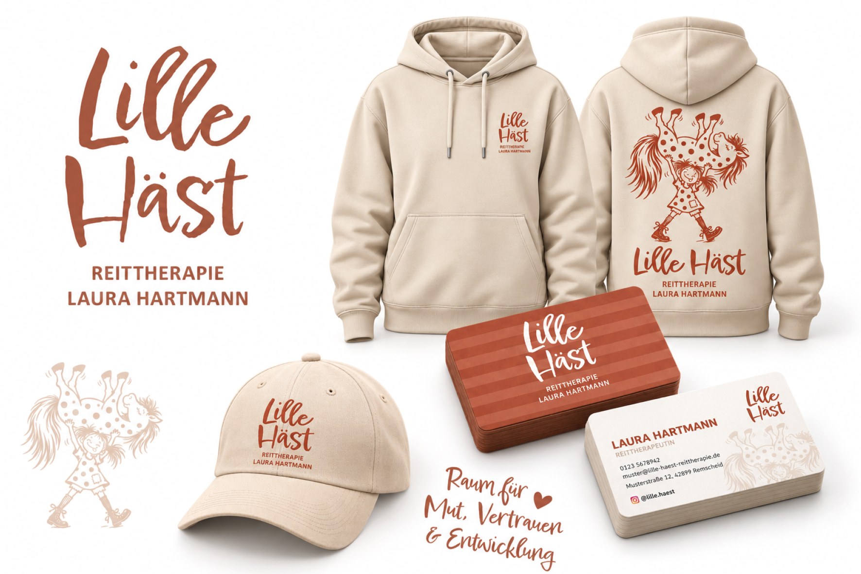 Lille Häst – Logo, Hoodies, Cap und Visitenkarten